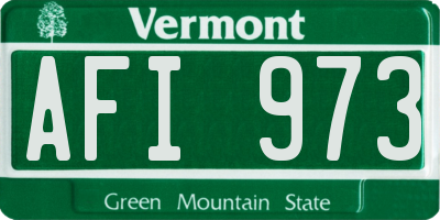 VT license plate AFI973
