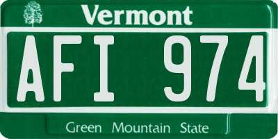 VT license plate AFI974