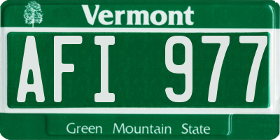 VT license plate AFI977