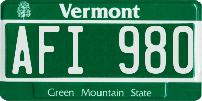 VT license plate AFI980