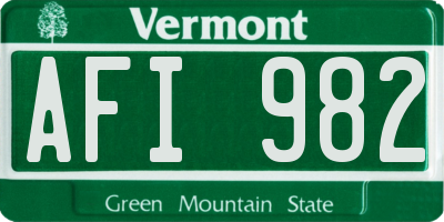 VT license plate AFI982