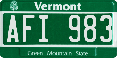 VT license plate AFI983