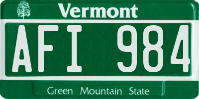 VT license plate AFI984