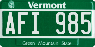 VT license plate AFI985