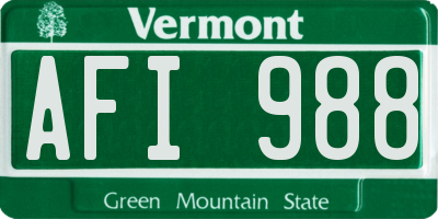 VT license plate AFI988