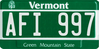 VT license plate AFI997
