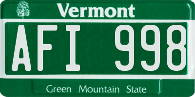 VT license plate AFI998