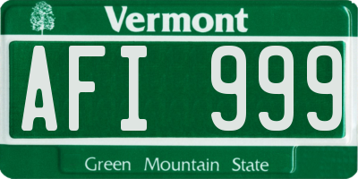 VT license plate AFI999