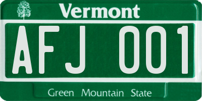 VT license plate AFJ001