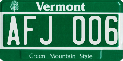 VT license plate AFJ006