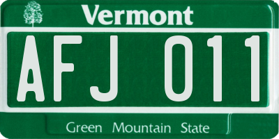 VT license plate AFJ011