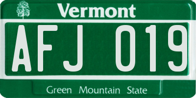 VT license plate AFJ019