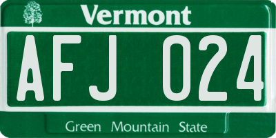 VT license plate AFJ024