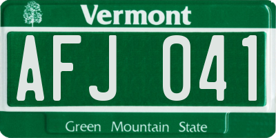 VT license plate AFJ041