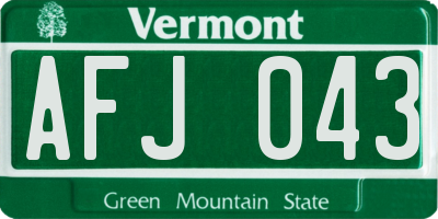 VT license plate AFJ043