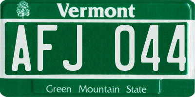 VT license plate AFJ044