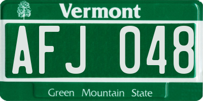 VT license plate AFJ048