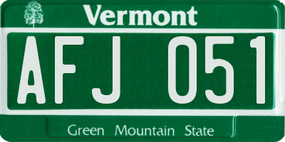 VT license plate AFJ051