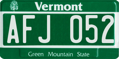 VT license plate AFJ052