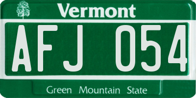 VT license plate AFJ054