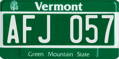 VT license plate AFJ057