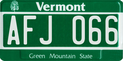 VT license plate AFJ066