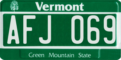 VT license plate AFJ069