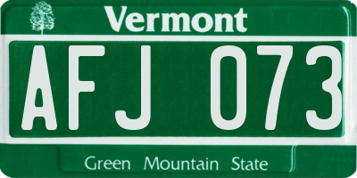 VT license plate AFJ073