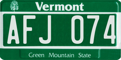 VT license plate AFJ074