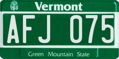 VT license plate AFJ075