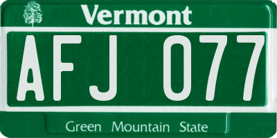 VT license plate AFJ077
