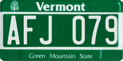 VT license plate AFJ079