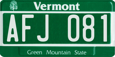 VT license plate AFJ081