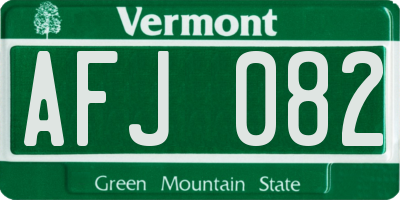 VT license plate AFJ082
