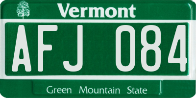 VT license plate AFJ084