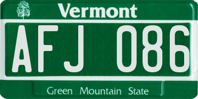 VT license plate AFJ086