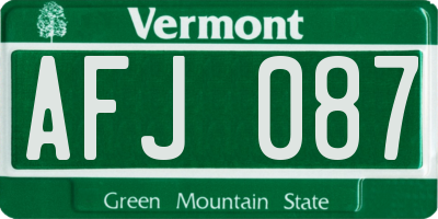 VT license plate AFJ087