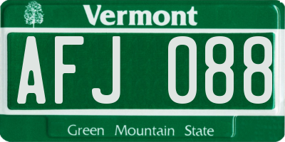 VT license plate AFJ088