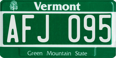 VT license plate AFJ095