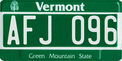 VT license plate AFJ096