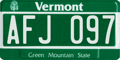 VT license plate AFJ097