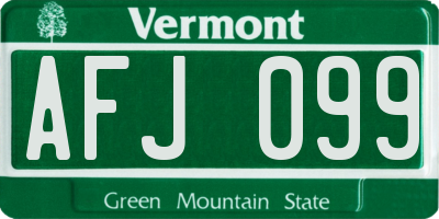 VT license plate AFJ099