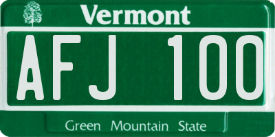 VT license plate AFJ100