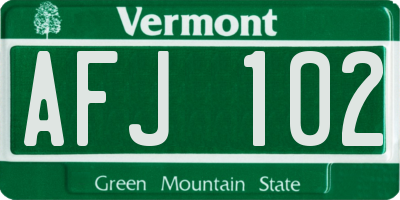 VT license plate AFJ102