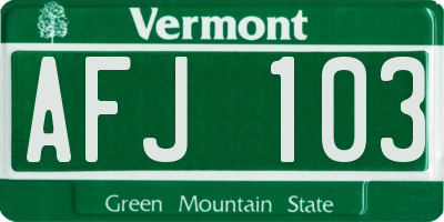 VT license plate AFJ103
