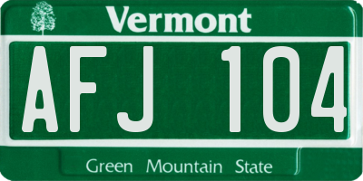 VT license plate AFJ104