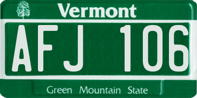 VT license plate AFJ106