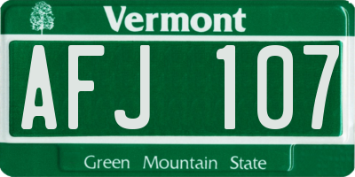 VT license plate AFJ107