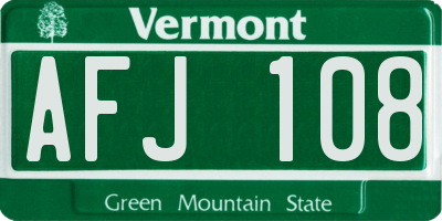 VT license plate AFJ108