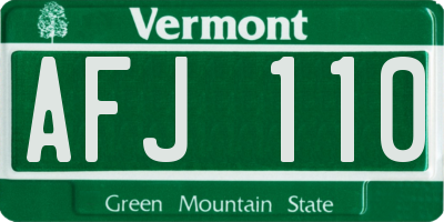 VT license plate AFJ110